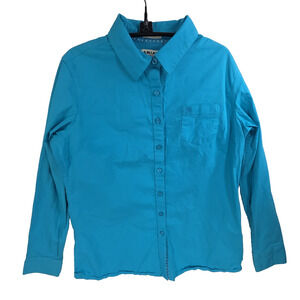Ariat Real Shirt Womens Large Teal Button Up Collared Cowgirl Western Horse Work